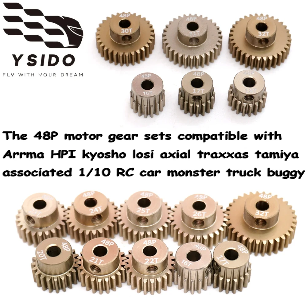 

3PCS 3.175mm Shaft 48P Motor gear 16T-32T For Arrma HPI kyosho losi axial traxxas tamiya 1/10 RC Car monster truck buggy Parts