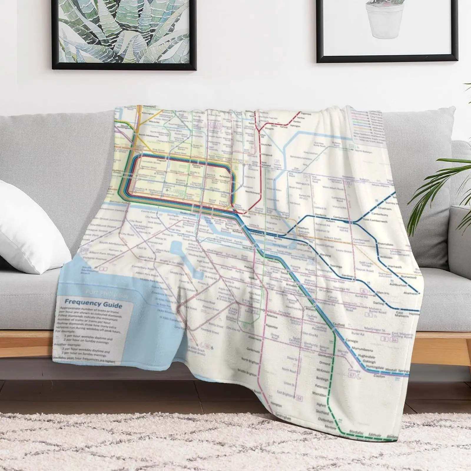 Melbourne train and tram map Throw Blanket for sofa funny gift Luxury Throw Blankets