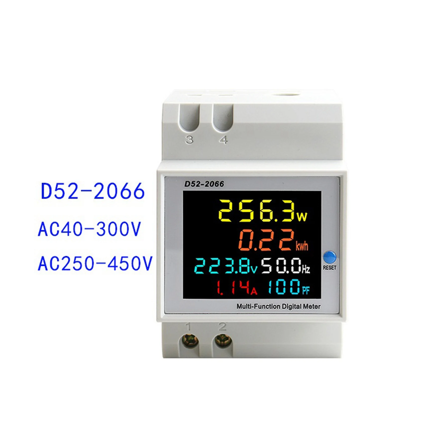 AT63-2X Din Rail AC Monitor 6IN1 40-300V 100A Voltage Current Power Factor Active KWH Energy Frequency Meter VOLT AMP