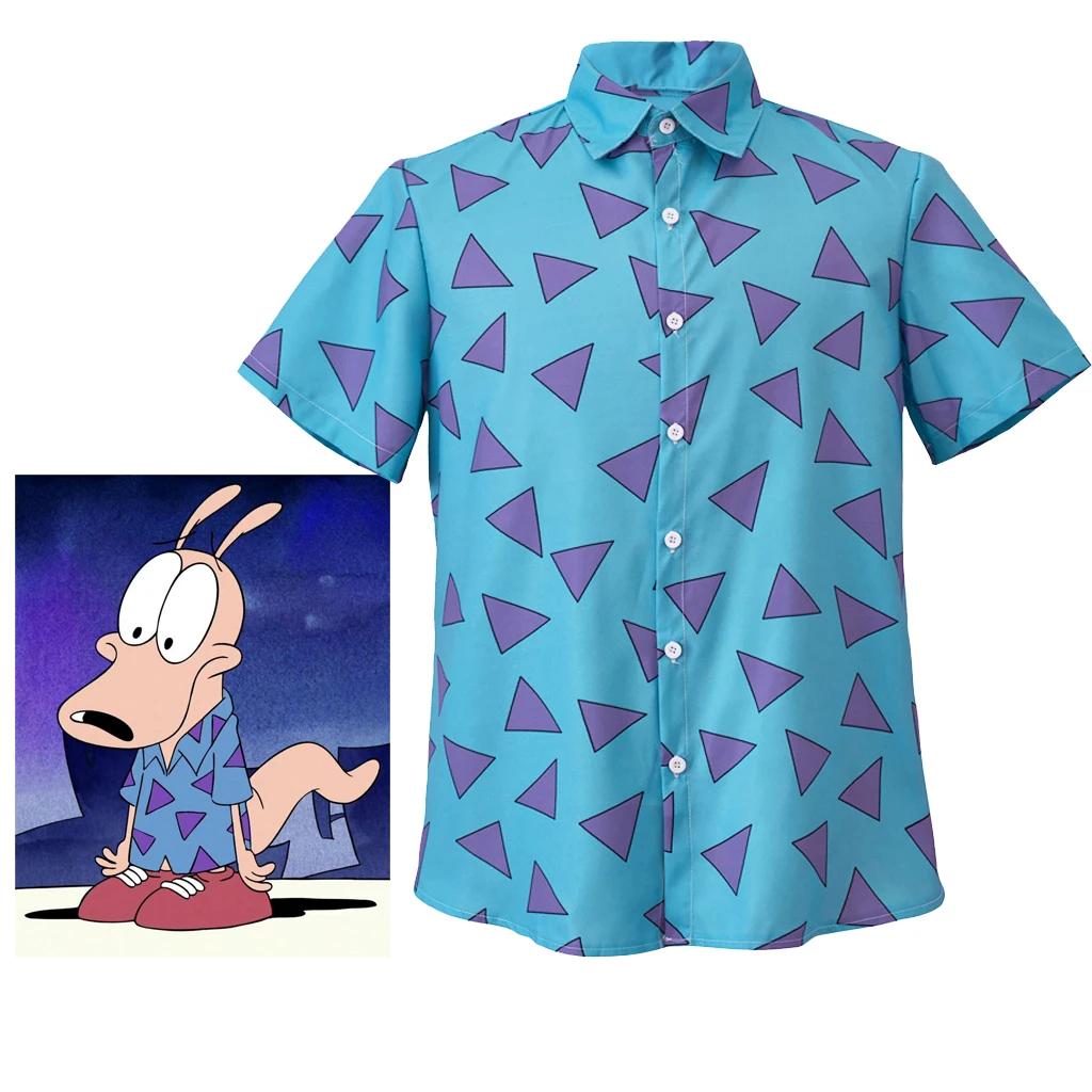 

Мужская рубашка на пуговицах Rocko's Modern Life, повседневная одежда для косплея, костюм агента 90-х, одежда на Хэллоуин