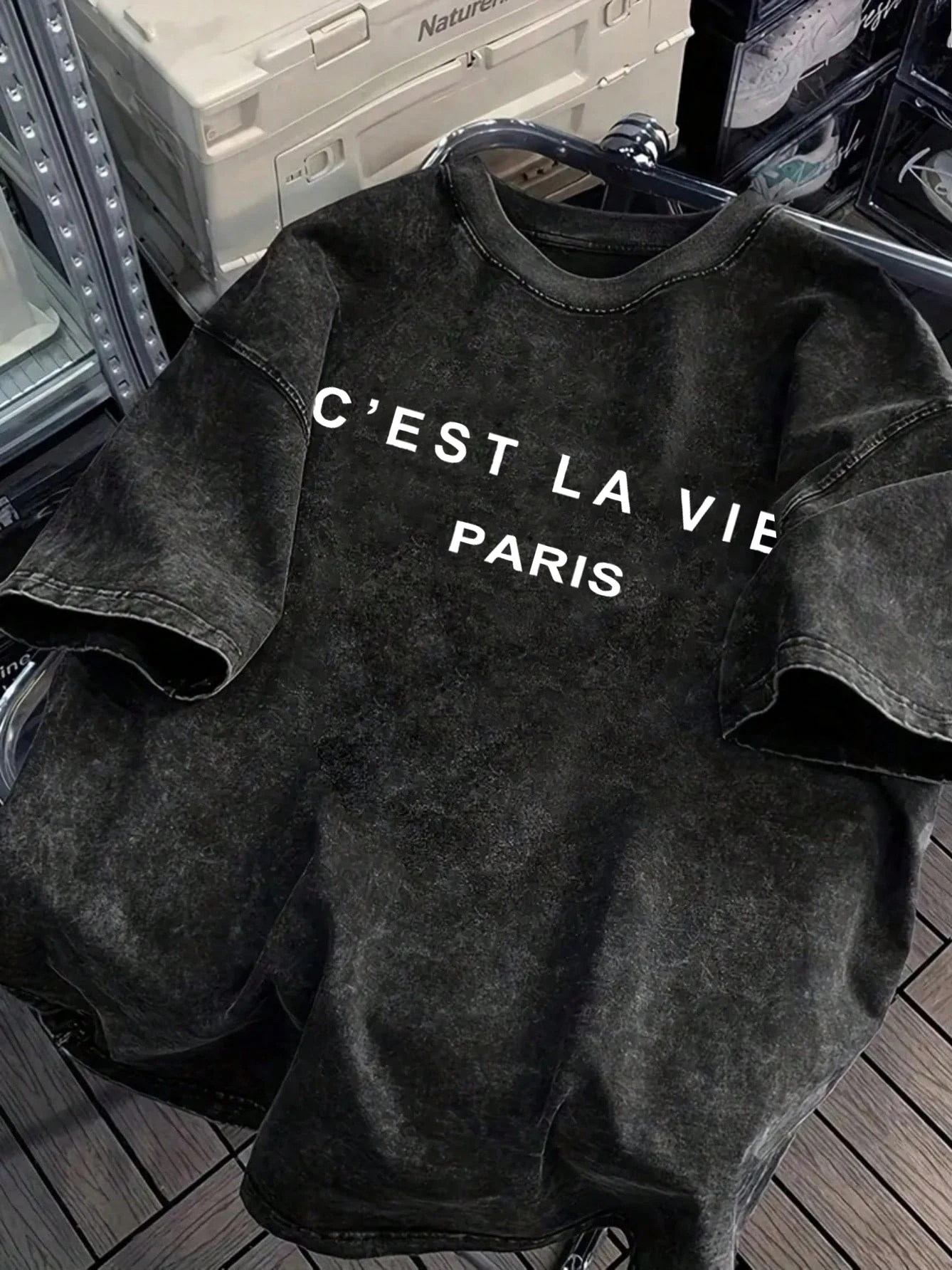 C'Est La Vie Paris Bedrucktes, gewaschenes Herren-T-Shirt, Vintage-Sommer-Baumwoll-T-Shirts, modische Basic-Kleidung, Unisex, weiches, lockeres Oberteil