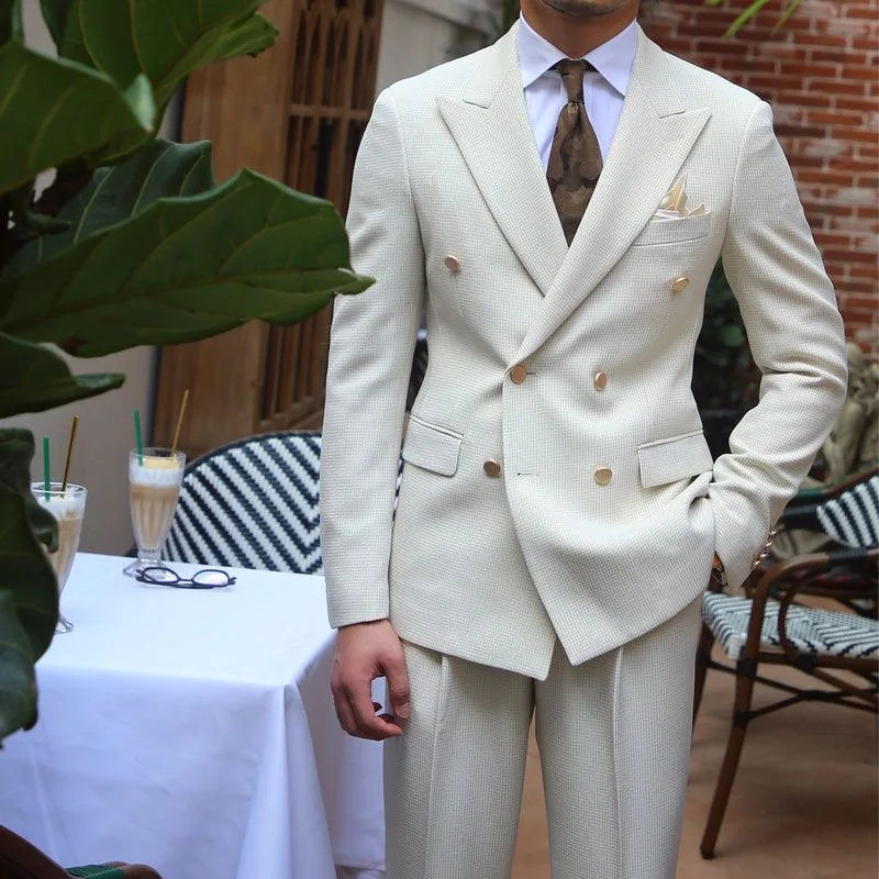 

112 Men's banquet host wedding double-breasted suit Italian high-end suit trend