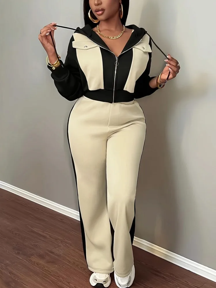 2피스 여성 세트 2025 신상 가을 겨울 매칭 세트 투피스 세트 긴팔 상의와 바지 정장 의류