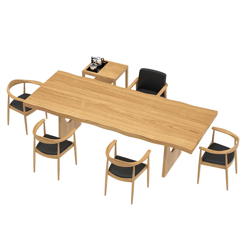 New Chinese Solid Wood Tea Table Chair Combination Set Household Zen Tea Table Office Reception Negotiation Tea Table