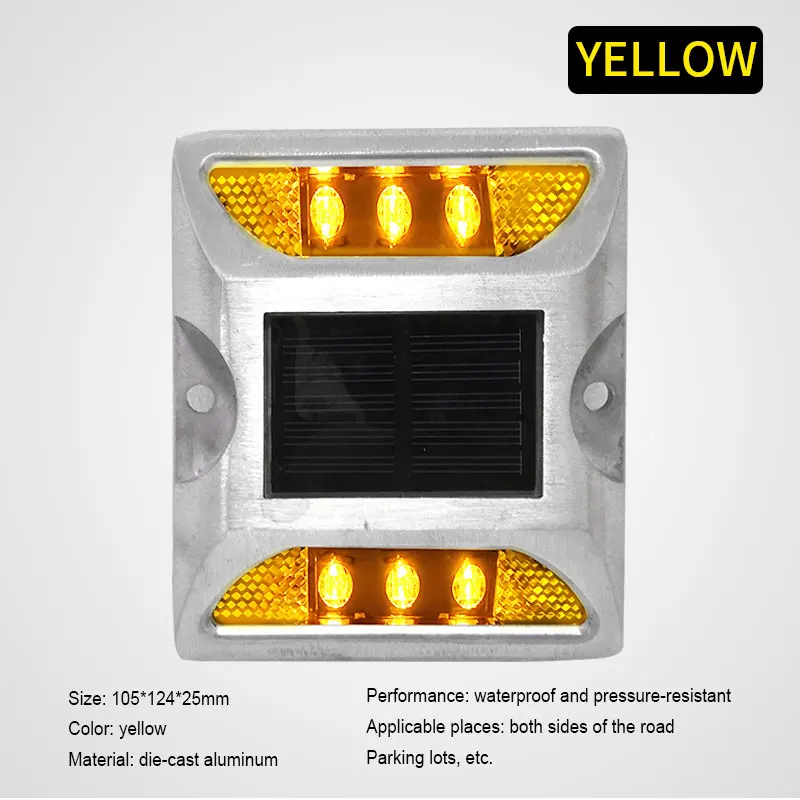Yellow LED Signal Light 5mm Epistar Solar Road Stud Flash Or Steady Mode LED Aluminum Housing for Road Stud