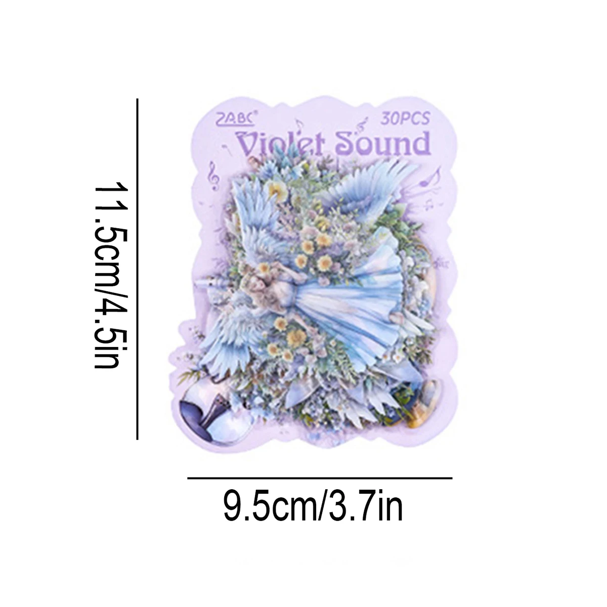 30 Pcs Princess Themed Petal & Music Waterproo PET Glitter Stickers, Self-Adhesive Glossy Herringbone Pattern, for Scrapbooking