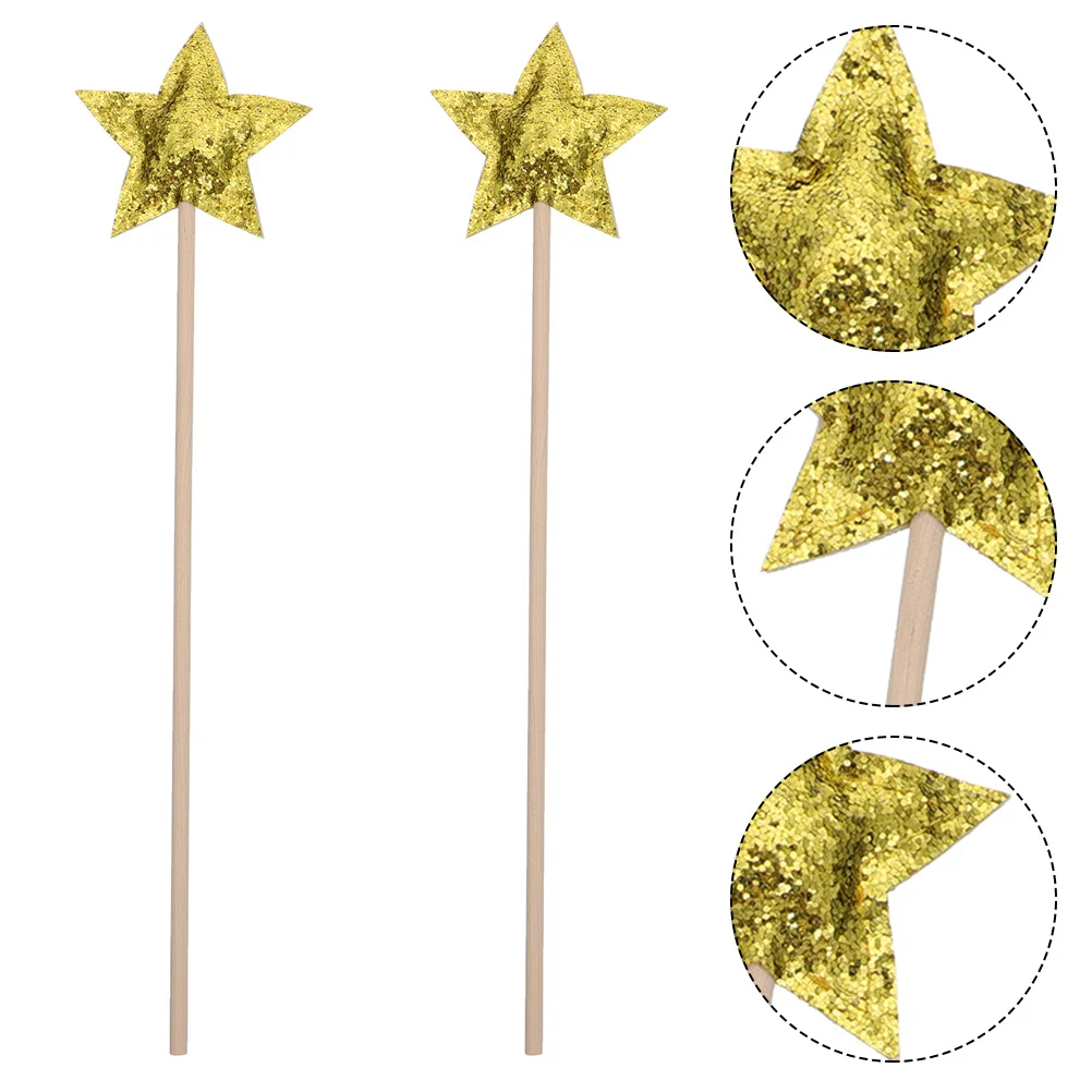 

4Pcs Fairy Wands Star Shaped Sparkling Sequin Props for Girls Birthday Party Halloween Cosplay Angel Fairy Stick Set