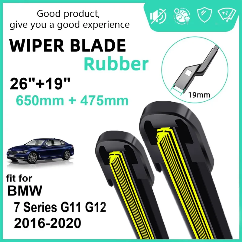 

Car Wiper for BMW 7 Series G11 G12 2016-2020 26" + 19" Front Wiper Blades Brushes Cutter Accessories 2017 2018 2019 2020