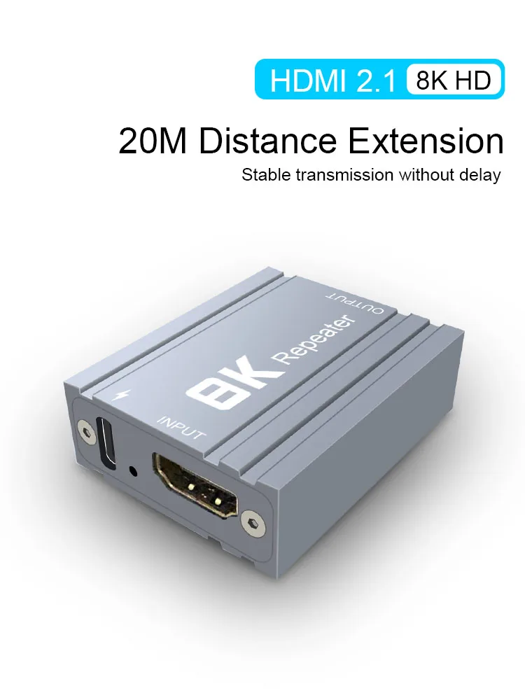 Rozdzielacz i wzmacniacz sygnału HDMI 2.1, 20M, 8K, 1080P@60HZ, 4K, adapter przedłużający, obsługa HDCP2.3, do telewizora — zdjęcie produktu 7