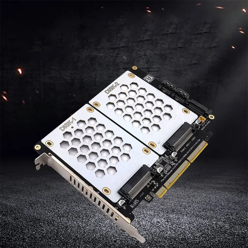 U.2 Dual Drive Adapter Card 2.5 Inch SATA Hard Drive To PCIE4.0 Split Card U2 To PCI E Adapter Card U.2 PCIe Adapter