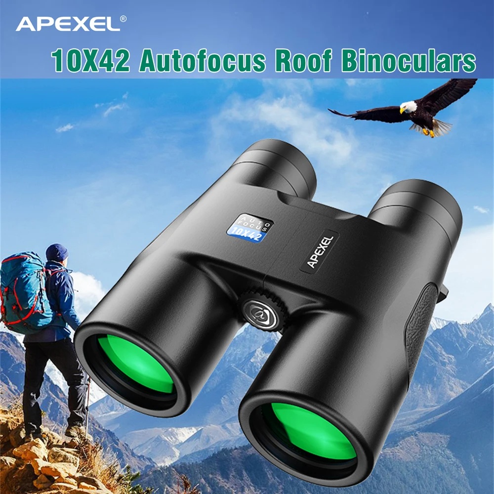 APEXEL Powerful 10X42 Autofocus Binoculars Military Fixed Focus Telescope BaK4 Roof Prism For Bird Watching Concerts Hunting