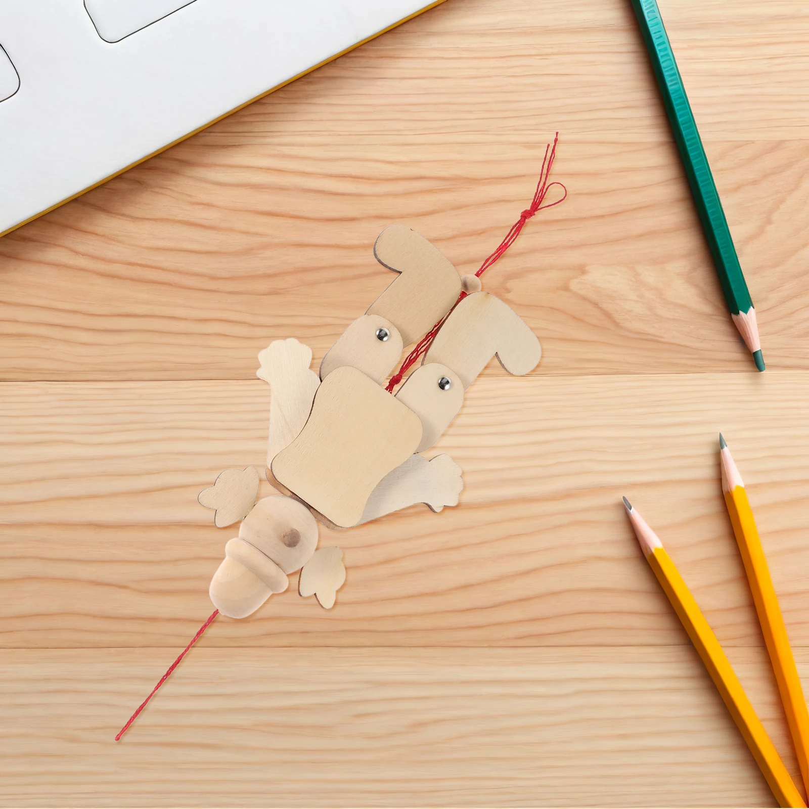 6Pcs Unfinished Wooden Marionette Clown Puppet DIY Craft for Kids Birthday Party Theater Play Portable No Power Needed