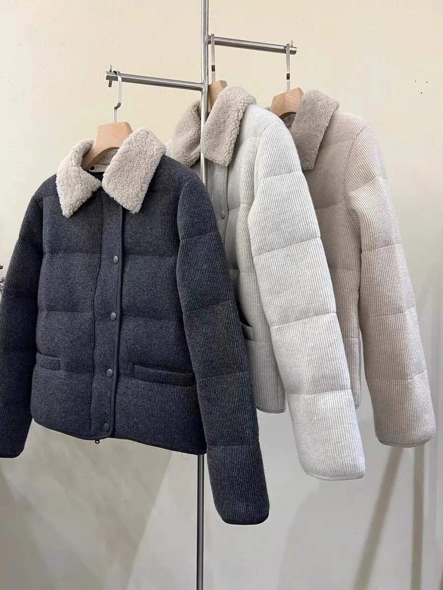 Luxurious knitted goose down jacket made of cashmere