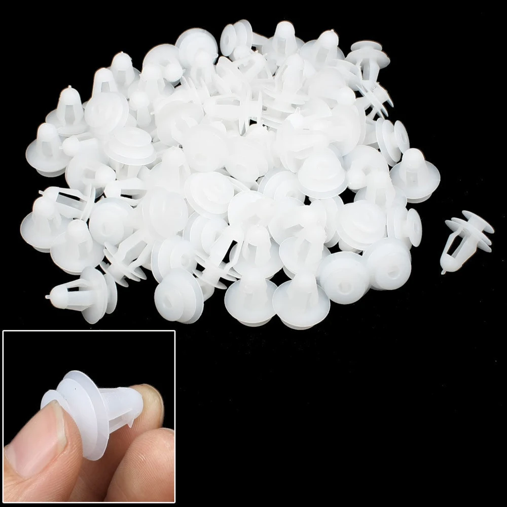 

100x White Plastic Rivets Retainer Push Clip 9mm for Car Bumper Fender Auto Fastener Clip Plastic Rivets for Mitsubishi Honda