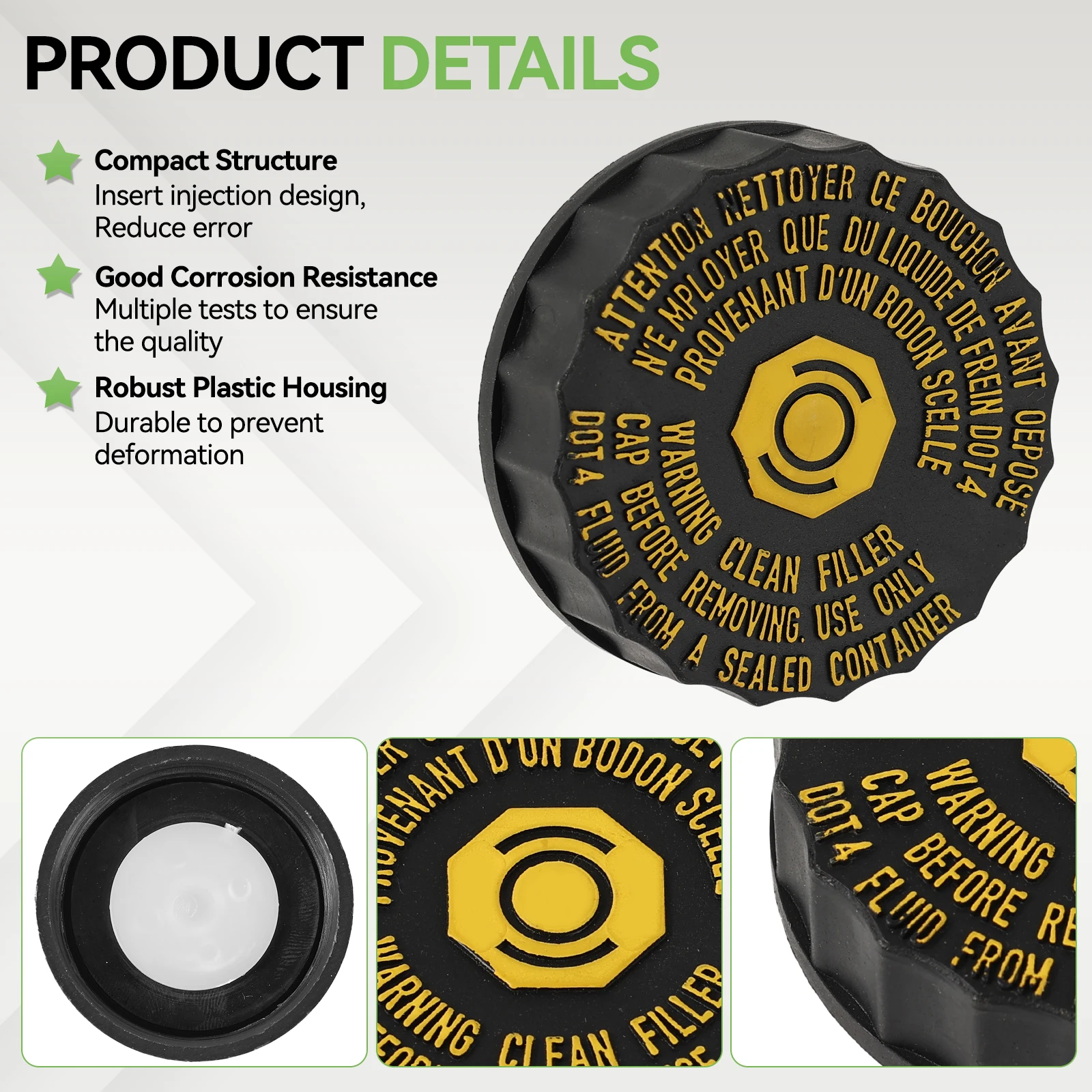 1pc Car Brake Fluid Reservoir Bottle Tank Cap Cover For Citroen C5 C6 Toyota Corolla Peugeot 206 306 307 308 408 508 1613328880 - view 2