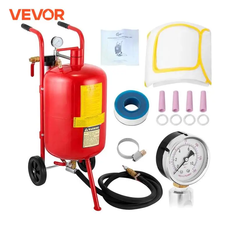 VEVOR-chorro de arena portátil de 10 galones, Kit de chorro de arena a presión de 125 Psi para tratamiento de superficie especial de Material