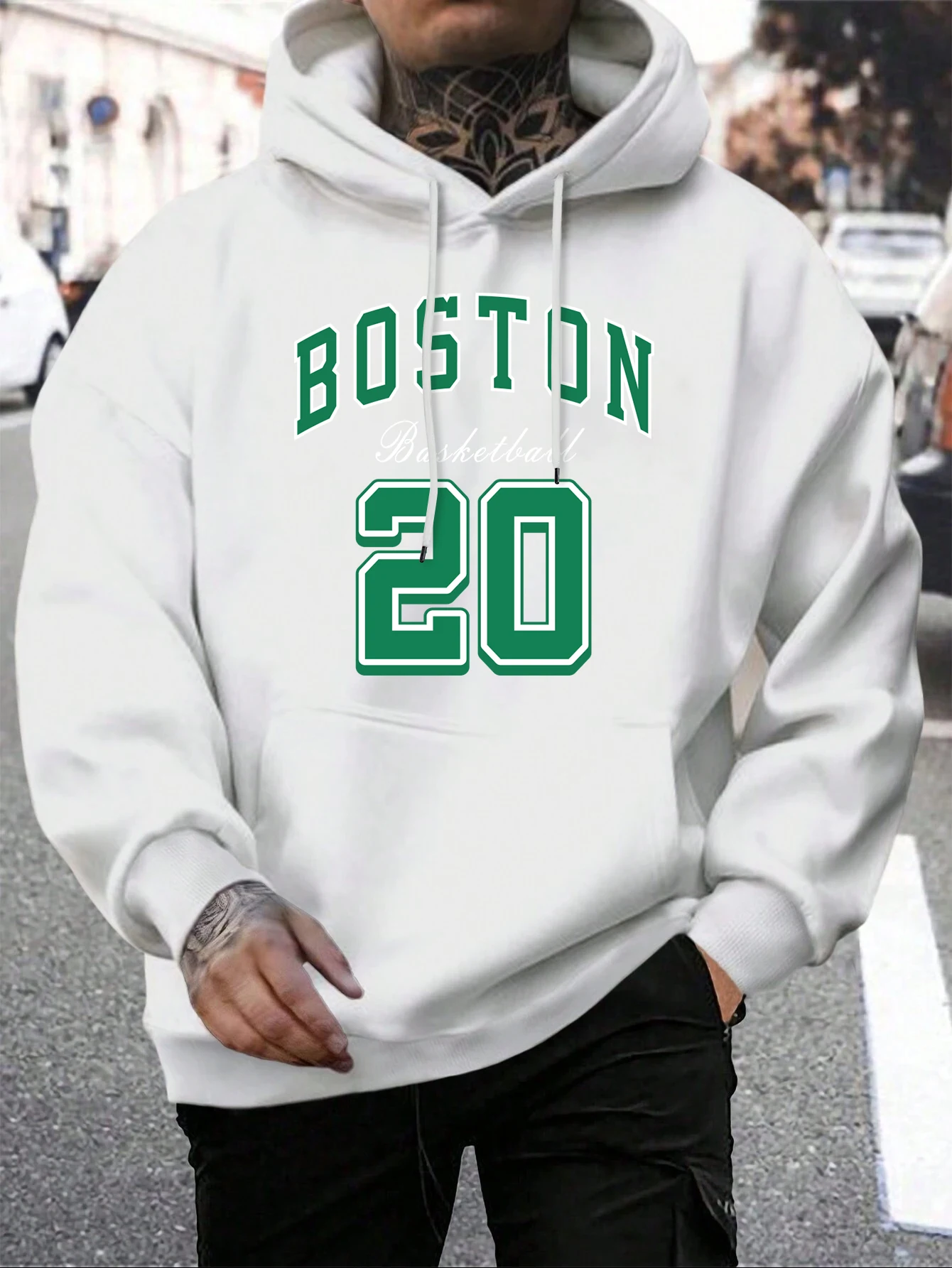 Boston City Print Men Hoody Harajuku Loose Pullover Fashion Fleece Warm Hoodie Man Vintage Autumn Crewneck Top