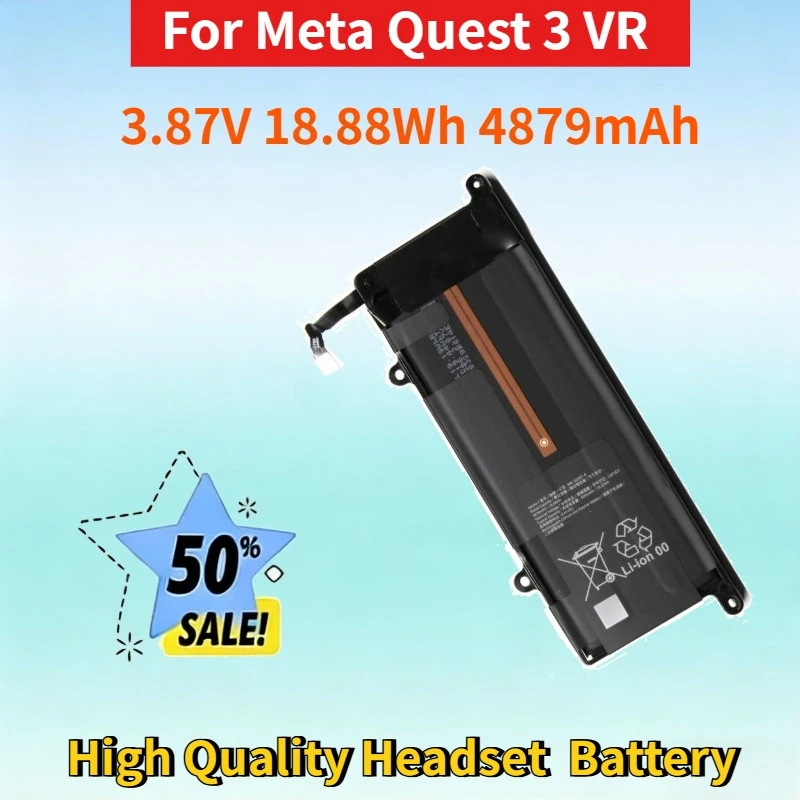 Newest 3.87V 18.88Wh 4879mAh Rechargeable Battery for Meta Quest 3 VR Headset High Quality Li-ion Headset Replacement Battery