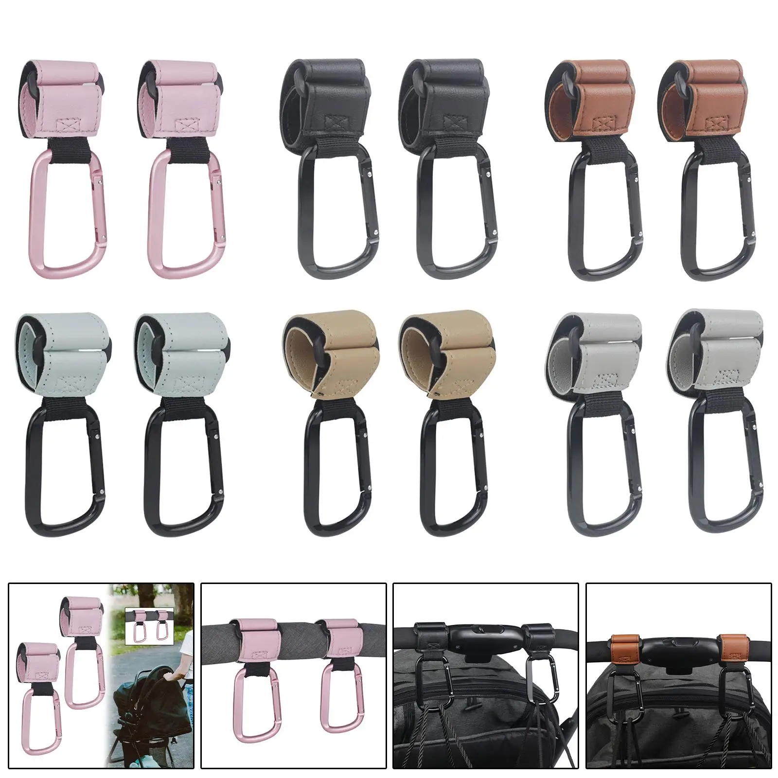 Multipurpose Stroller Hooks Aluminum Alloy Pram Bag Holder Adjustable Clip Universal Accessory for Baby Cart Travel