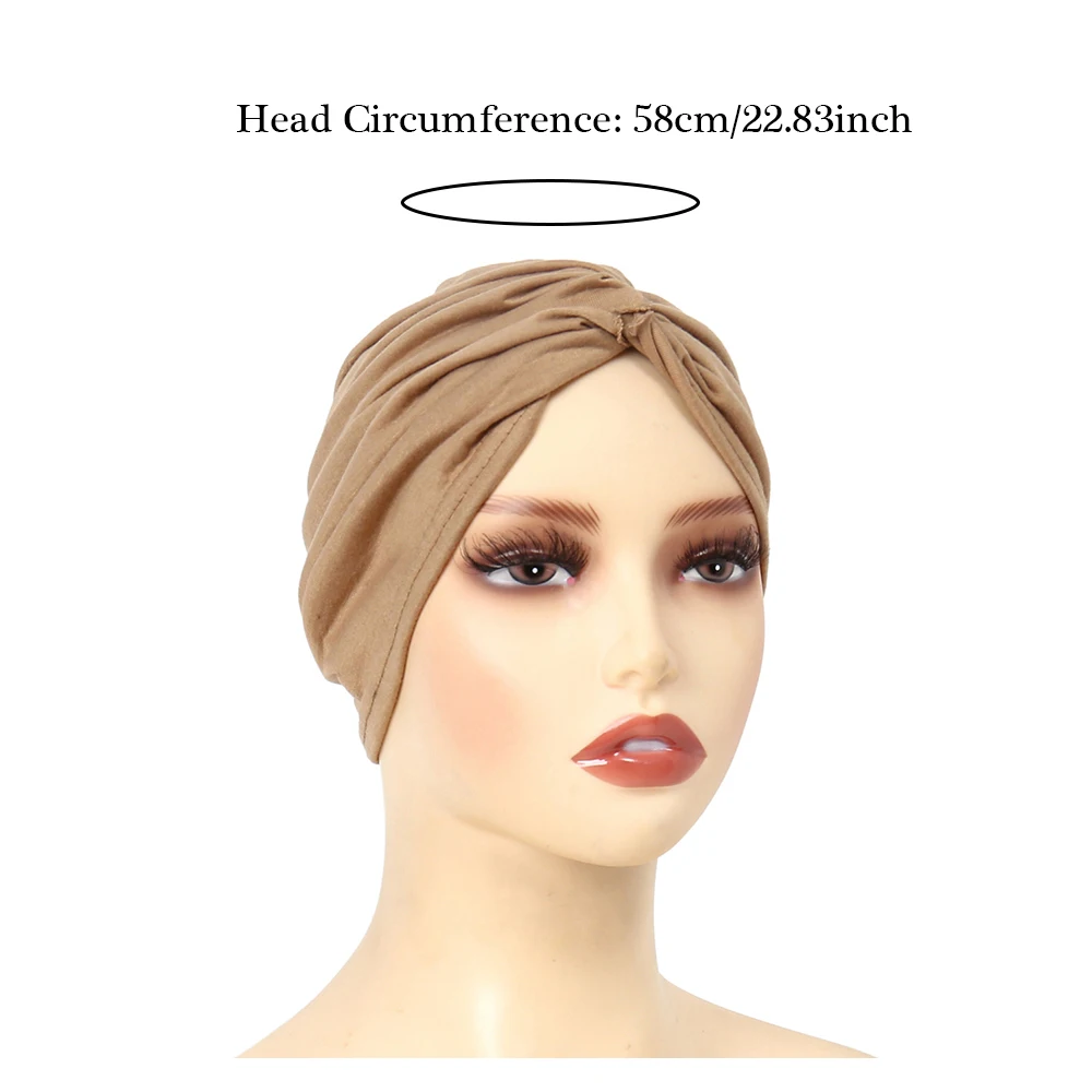 Turban indien élastique doux à tête ronde pour femmes, bonnet de chimio, casquettes Hijab musulmanes, coiffe de mode portable, document solide