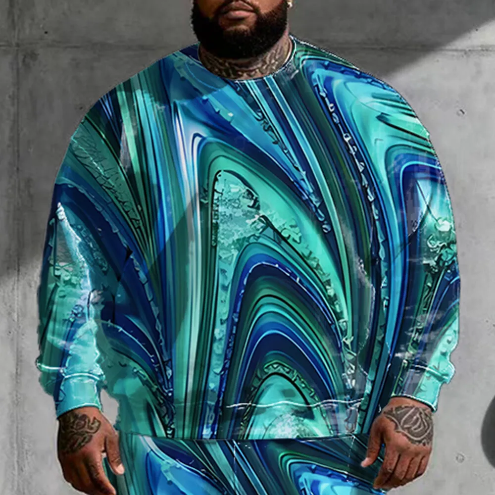 ชุดฮู้ดดี้ผู้ชายไซส์ใหญ่พิเศษ S-9XL แบบ 2 ชิ้น: ลายสก็อตสีรุ้ง - ผ้าเนื้อนุ่ม อุ่นสบาย ทันสมัย ลายตารางวิบวับ