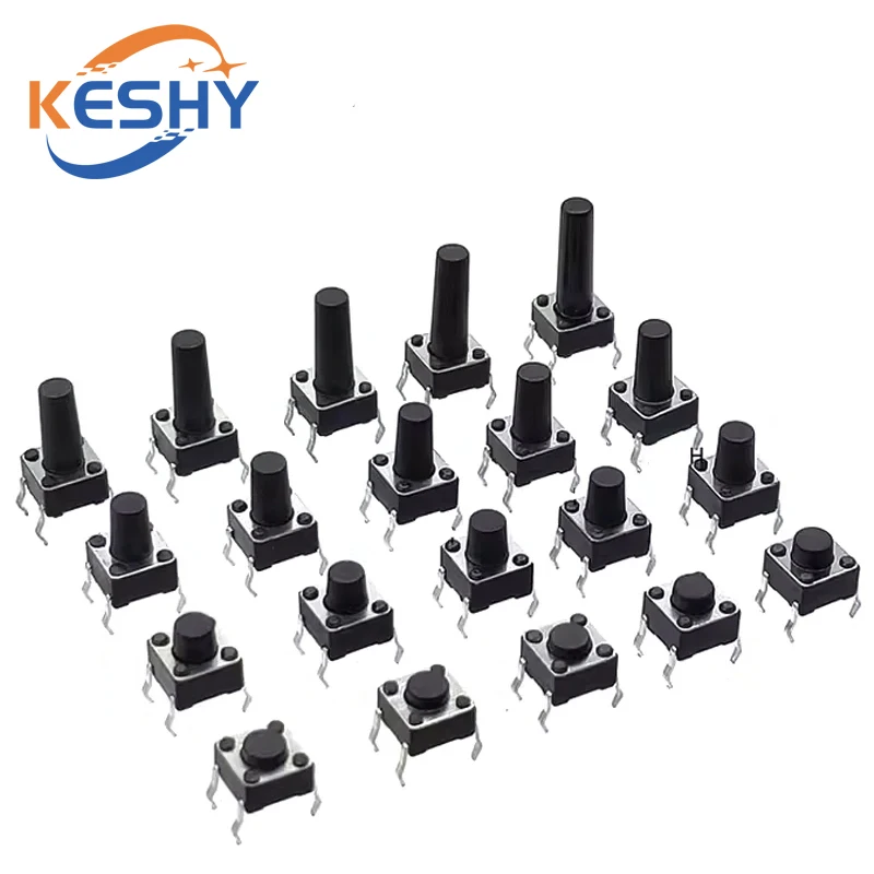 50PCS 6x6 Push Button Switch DIP 6X6X4.3 Light Touch Switch 6*6*4.3/5/6/7/8/9/10/11/12/13/14/15/16/17MM The Power Switch 4Pins