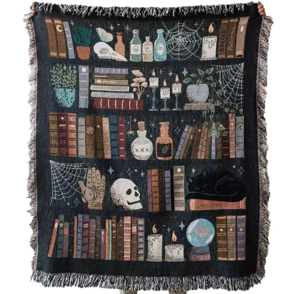 Abstract Woman Blankets Cat Skeleton Throw Blanket Sets Halloween Book Candle Skull Plush Lightweight Travel Tapestry Drop Ship