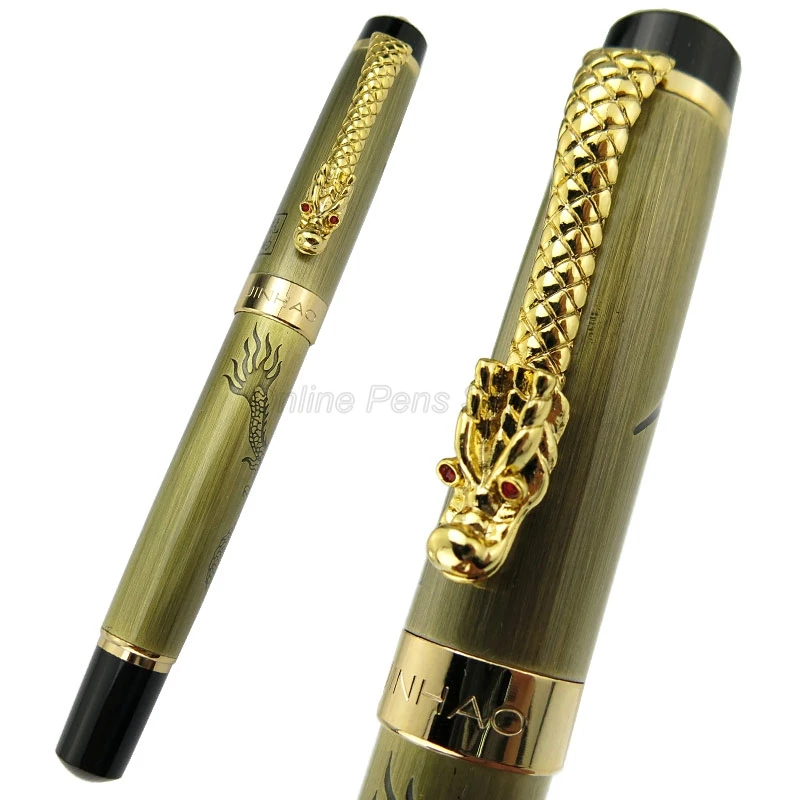 

Jinhao Ancient Green Descendants Of The Dragon 0.7mm Medium Nib Fountain Pen Gold TrimProfessional Office Stationery