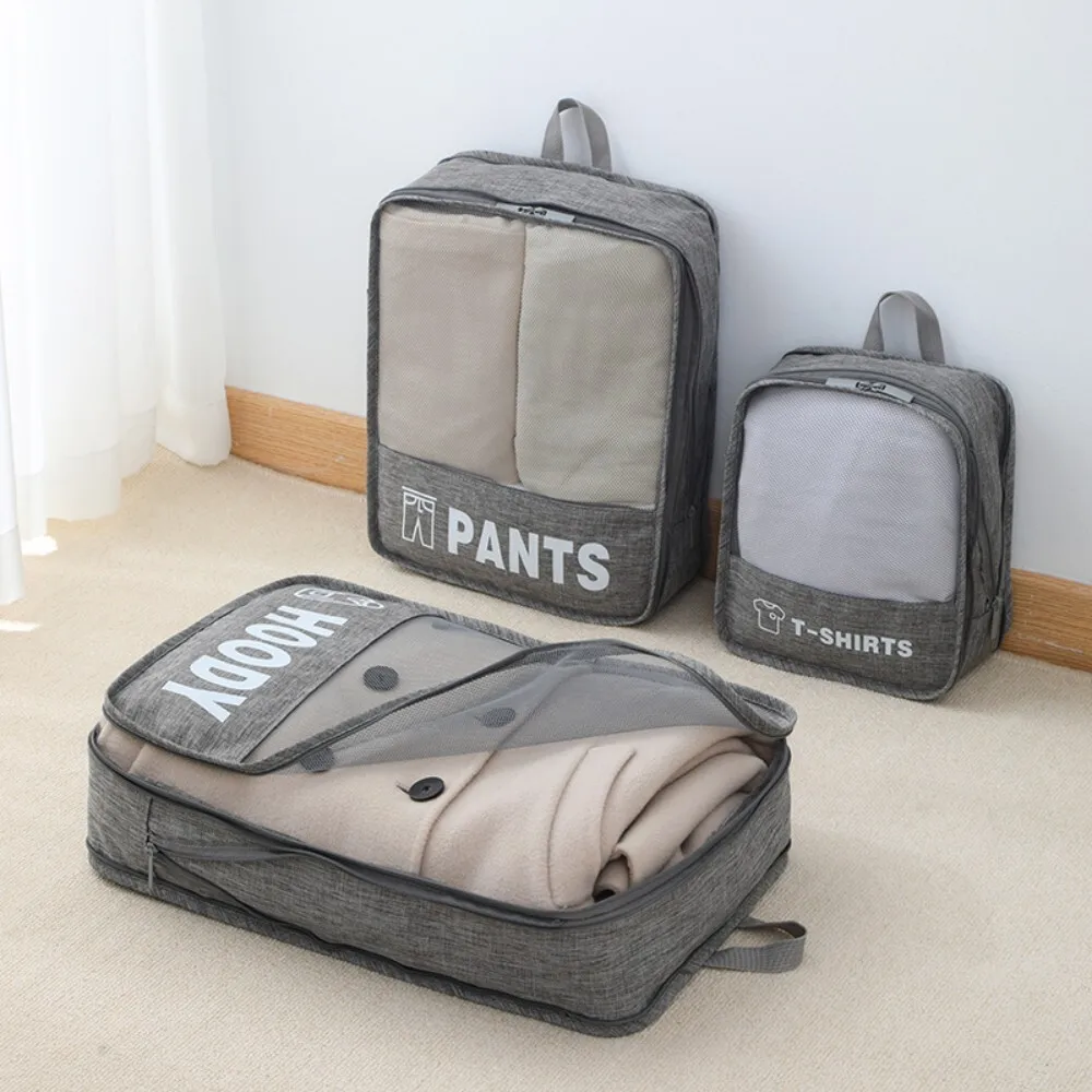

Expandable Travel Storage Bag Set Portable Luggage Organizer for Clothing Cationic Material Three Piece Packing Solution