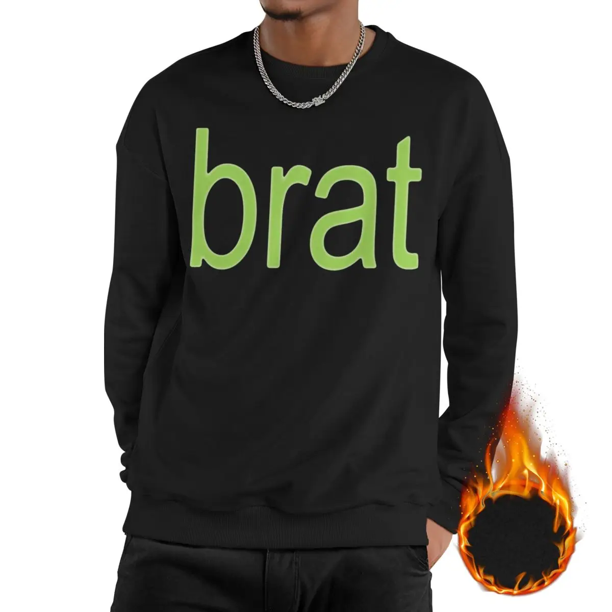 

Man Brat Album Charli XCX Singer Sweatshirt Fleece-Lined Thick Sweatshirts Pop-punk Music Pullover Hoodie Long Sleeve Shirt