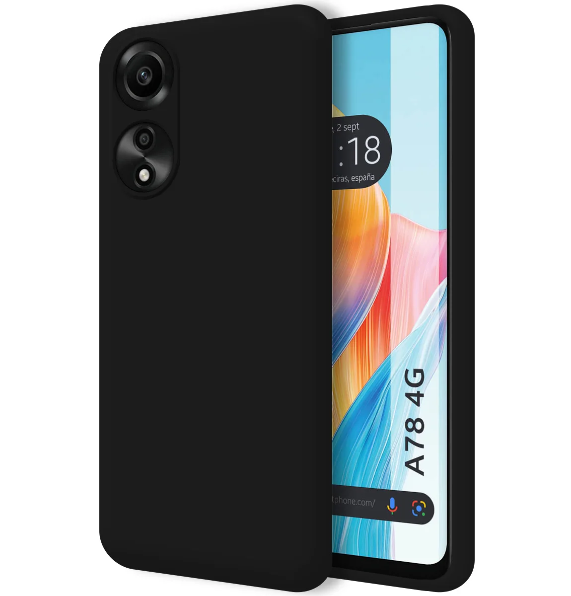 Ultra Soft Liquid Silicone Case compatible with Oppo A78 4G Black color