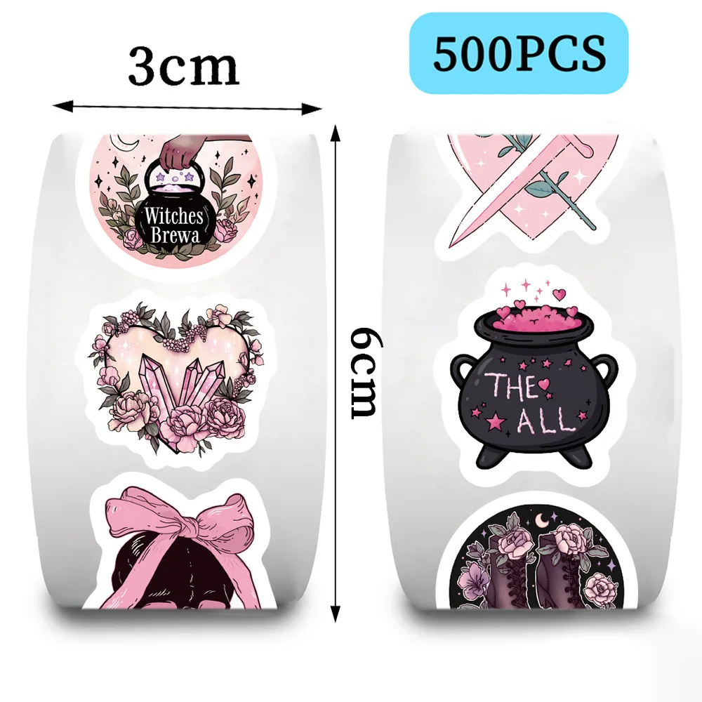 500pcs/roll Pink Gothic Cartoon Graffiti Stickers Phone Guitar Laptop Notebook Suitcase Water Bottles Sticker Gift