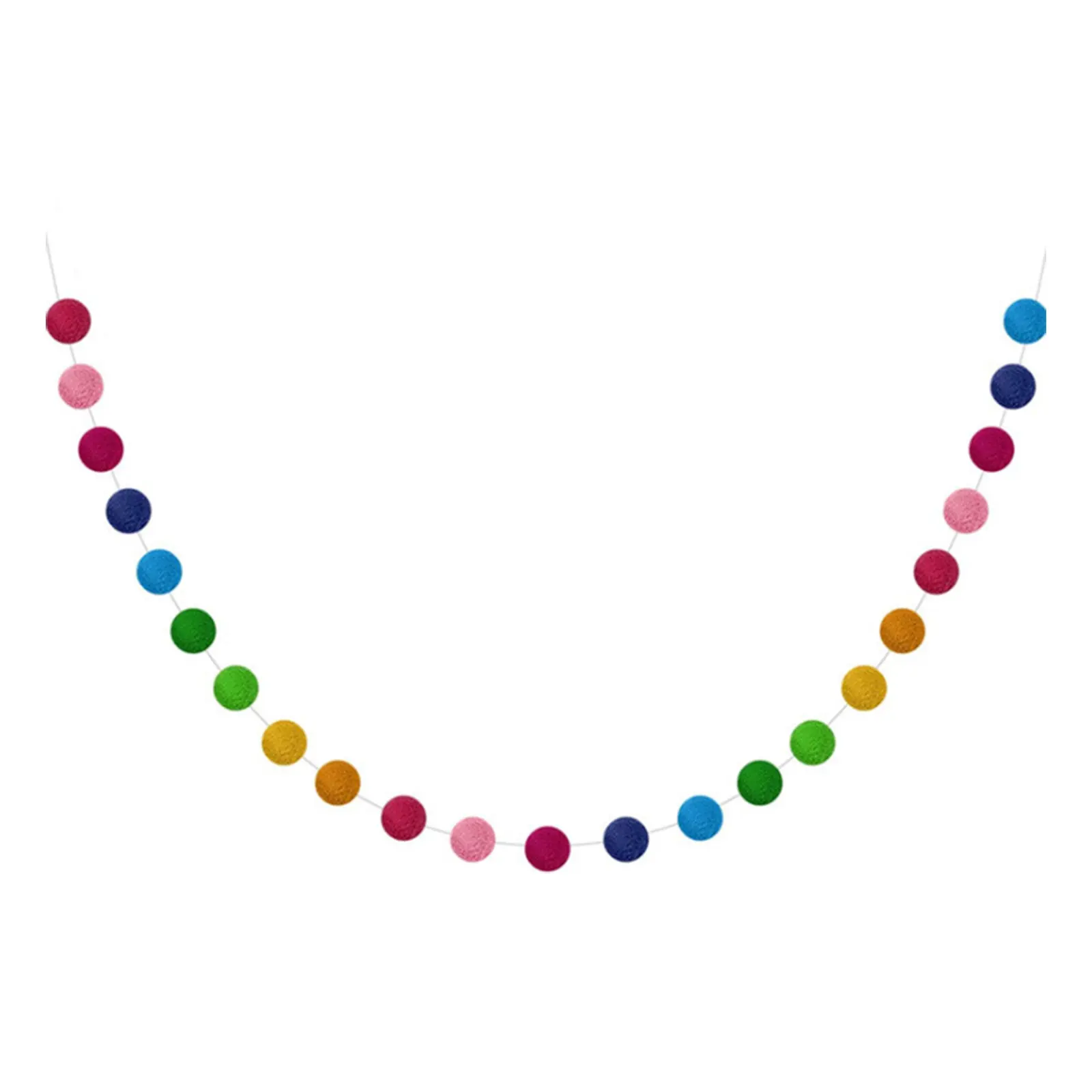 2pcs christmas Decoration Colorful Pom Pom Garlands Rainbow Wool Felt Ball Banner Garlands for xmas Party Hanging 24 Balls 2m