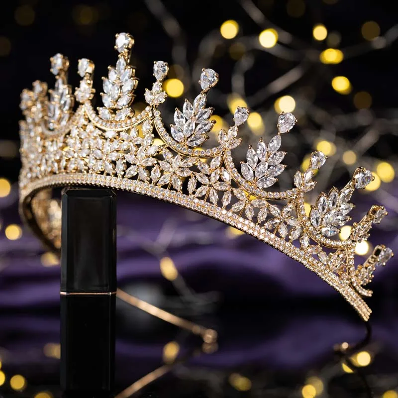 Imagem -06 - Hadiyana-requintado Ouro e Cor Prata Tiaras e Coroas para Mulheres Jóias de Cabelo de Casamento Zircônia Cúbica de Luxo Elegante Bc6446