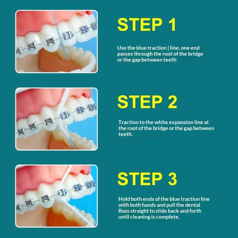 1 Roll 50m Dental Floss Toothpick Water Expanded Orthodontic Flosser Multifunctional Cleaning Wire Line Implants Braces Threader