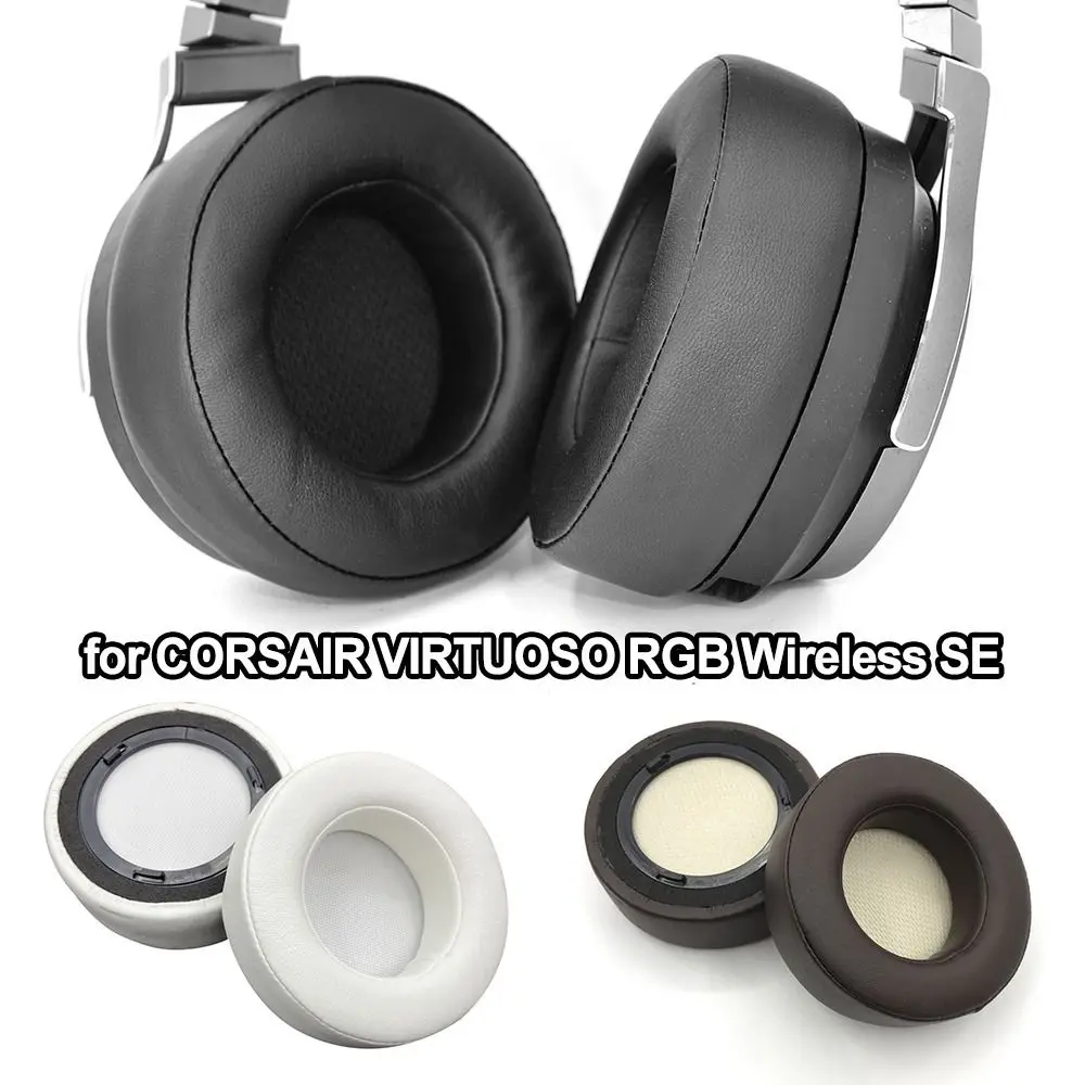 หนัง Earmuffs แผ่นโฟมหูฟังแผ่นรองหูฟังหูฟังฝาครอบหูฟังอุปกรณ์เสริมสําหรับ CORSAIR VIRTUOSO RGB ไร้สาย SE