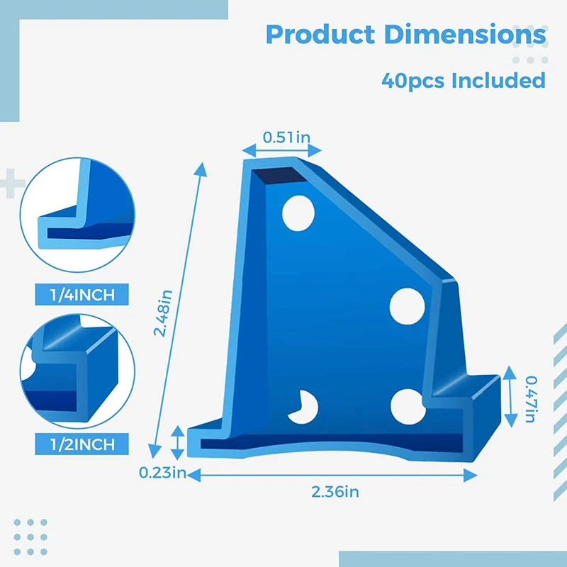 Espaciadores de pisos de 40 piezas, espaciadores de pisos laminados 2 en 1 con huecos de 1/2 pulgada y 1/4 pulgada