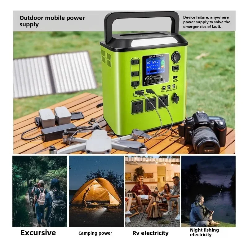 Outdoor Portable 500W Lithium Battery Power Supply EU Plug Car MPPT Large Capacity Solar Charging Emergency 220V Energy Storage