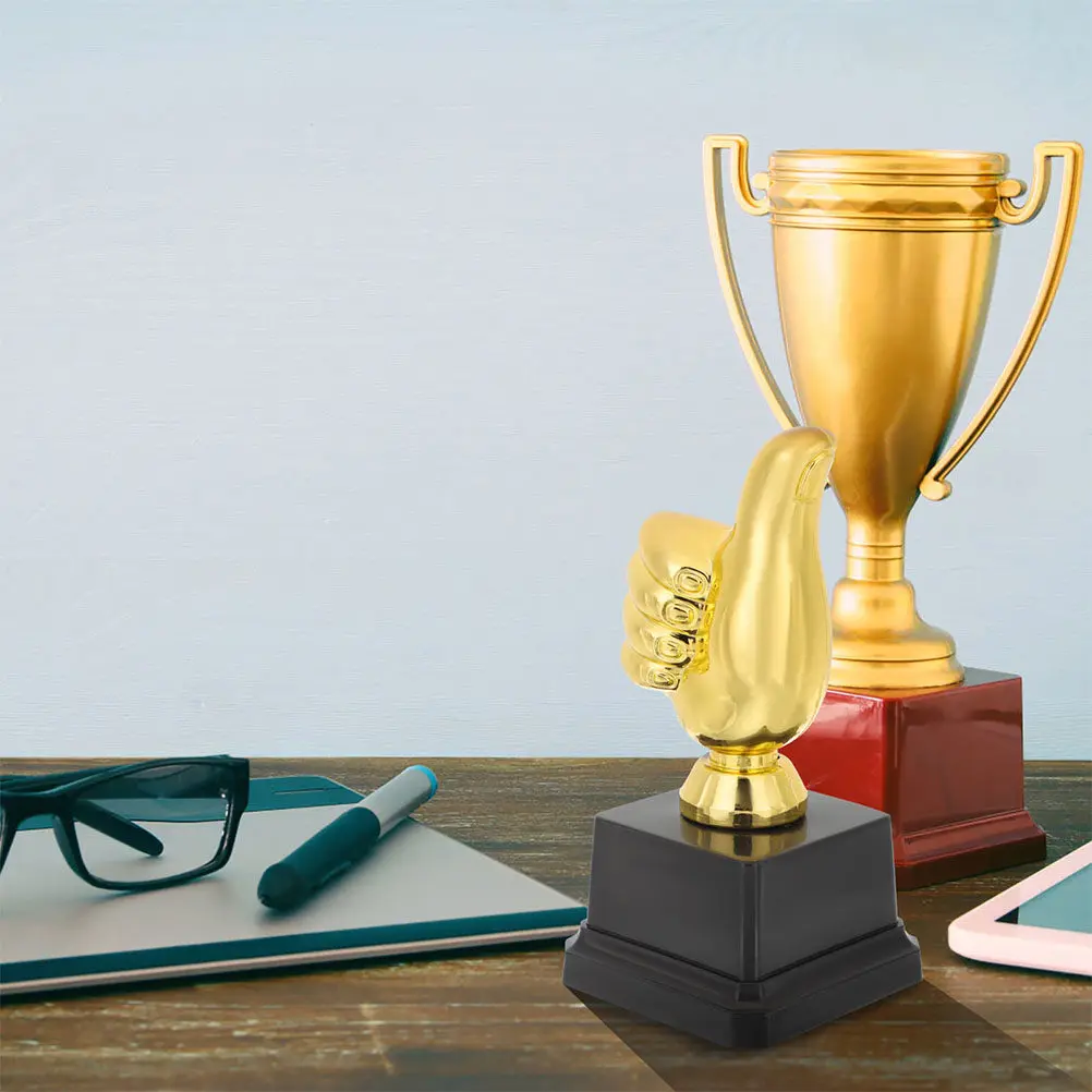 2Pcs Thumb Trophy Award Kids Prize for Sports Day Competition School Match Party Game Trophy for Children Creative Fun Reward
