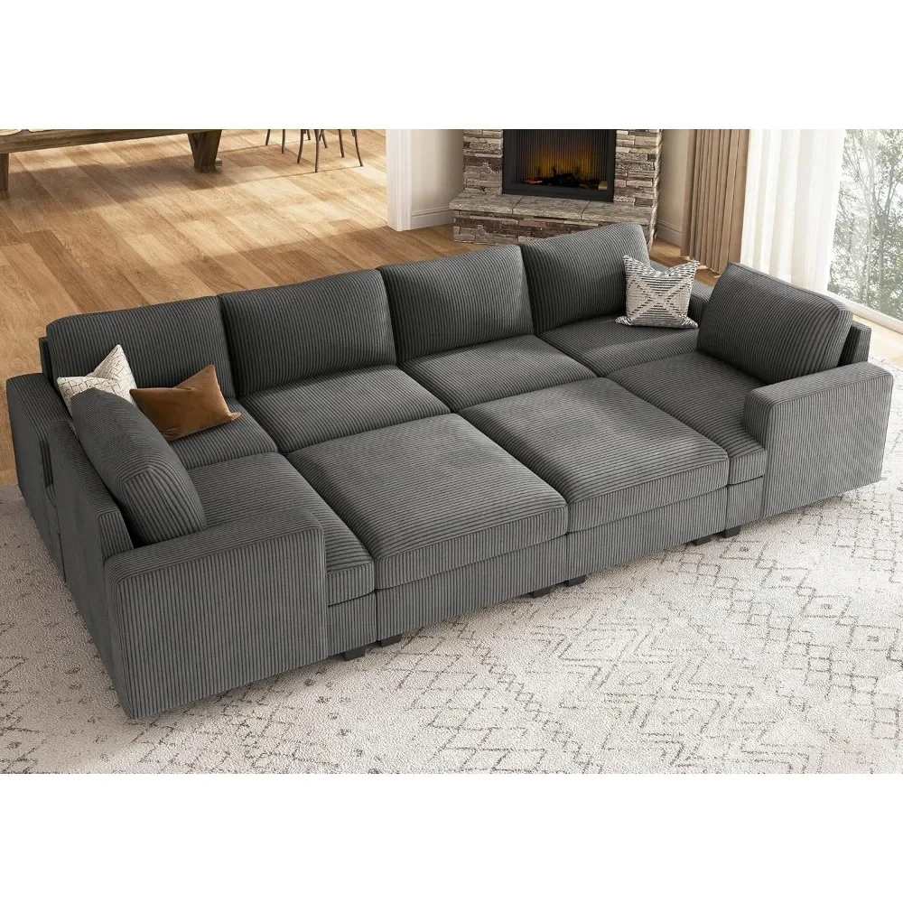 

Sectional Couch with Storage Ottoman, Corduroy sleeper sectional sofa with chaise, Modular Sectional Couches for Living Room