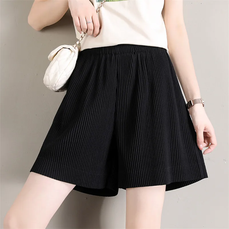 New Women Loose High Waist Folds Shorts Summer Bottoms Casual Soft Trousers Candy Color All Match Shorts pantalones y2k clothes