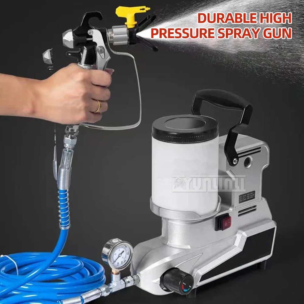 Imagem -02 - Airless Látex Máquina de Pulverização de Tinta Alta Potência Alta Pressão Pulverizador Doméstico Pequeno 220v 1600w 2.5l por Min