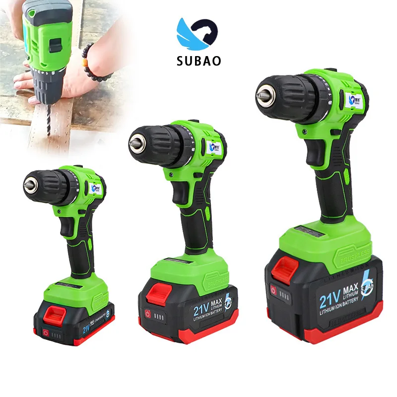 SUBAO 21V Impact Lithium Drill Multifunctional Household Screwdriver Rechargeable Drill