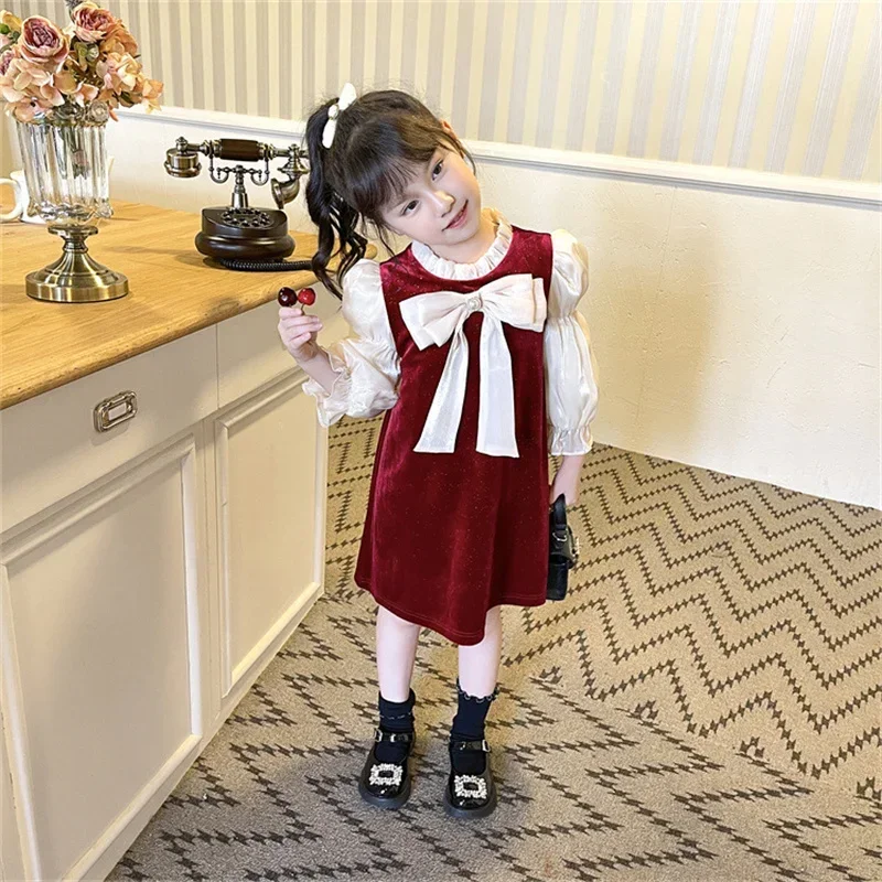 

Girl Dress Kids Baby Party Evening Gown 2025 Sweet Spring Autumn Cotton Flower Girl Dress Vestido Robe Fille Children Clothing