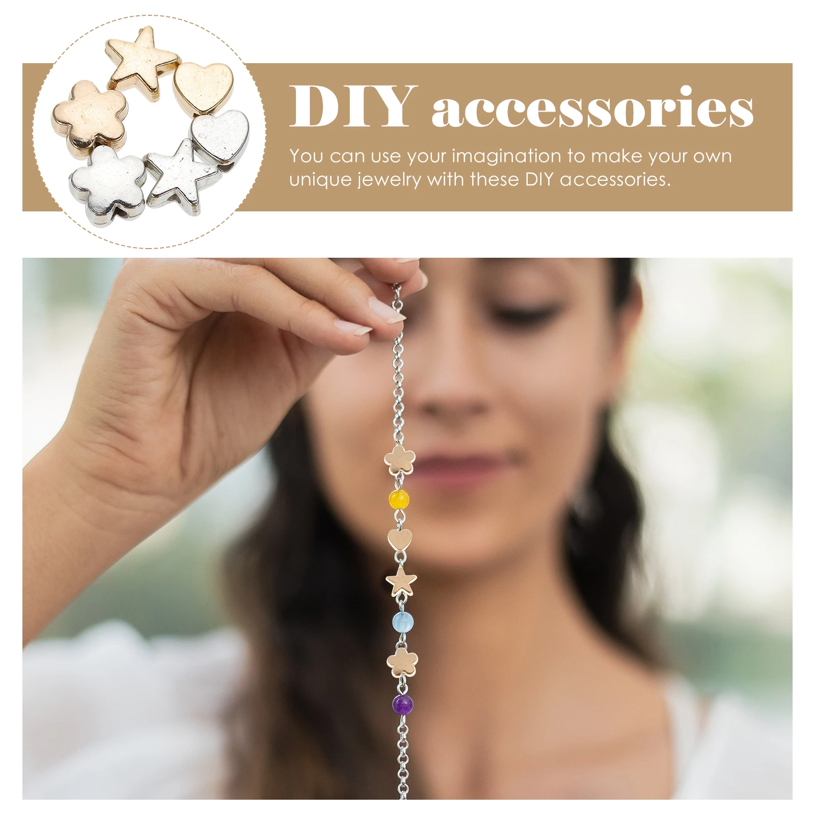 

6Packs Electroplated Decorative Spacer Beads Smooth Surface DIY Bracelet Necklace Pendant Jewelry Making Loose Beads