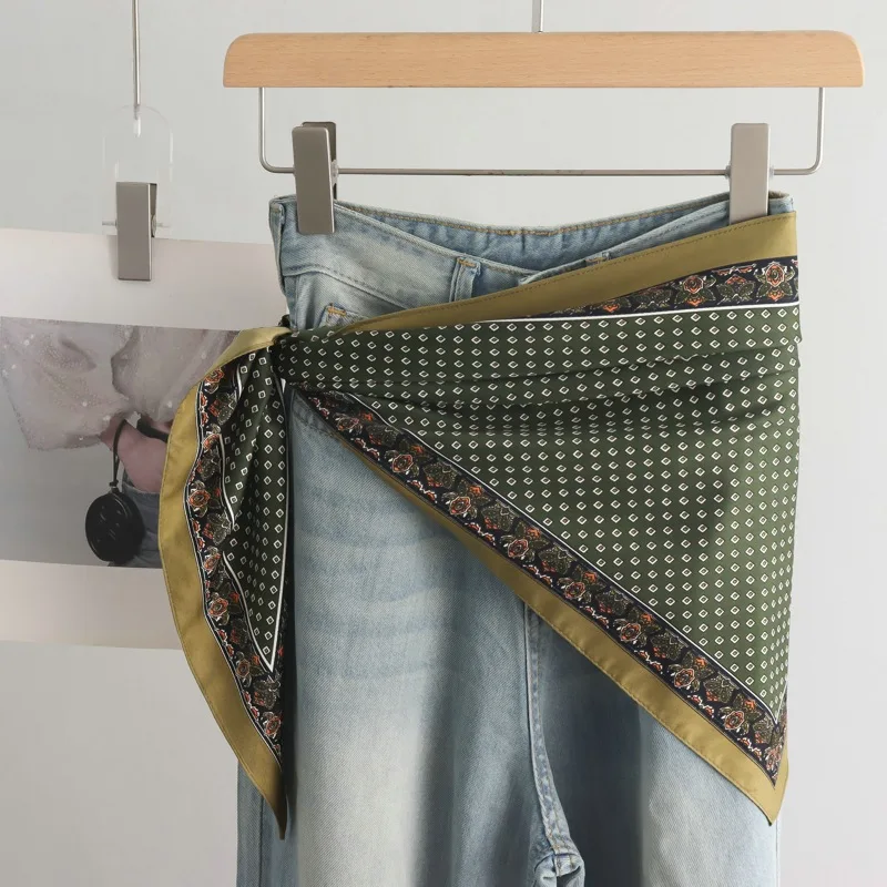 High-End Retro Tie-Dye Triangular Binder Headcloth Women's Spring and Summer New Niche Fashion All-Matching Scarf Jeans Belt