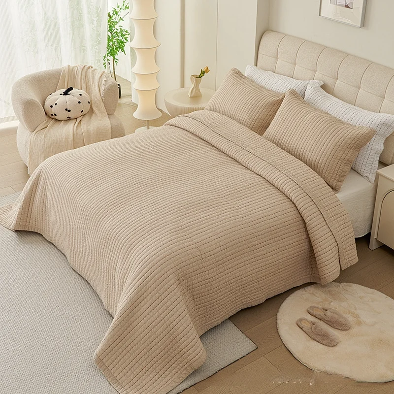 

All Season Cotton Quilt Set 3pcs - Luxury Soft Washable Comforter, Lightweight Blanket & Reversible Bedspread for Home Decor