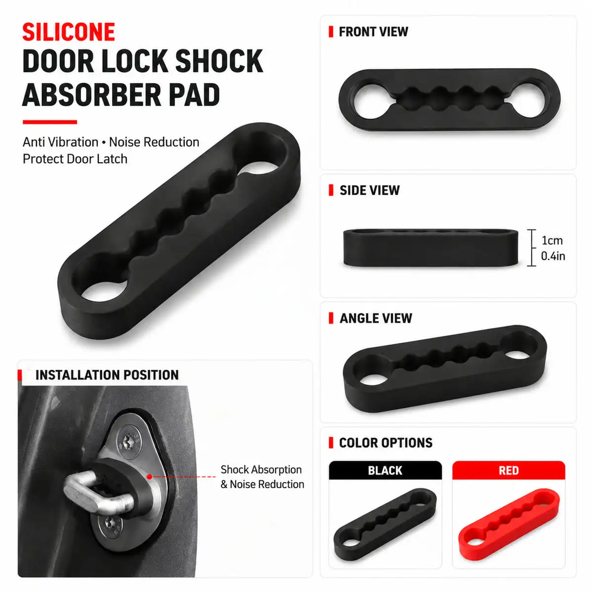 PINMOAP Silicone Car Door Lock Shock Absorber Pads Anti Vibration Noise Reduction Covers for Door Latch Anti Scratch Accessories