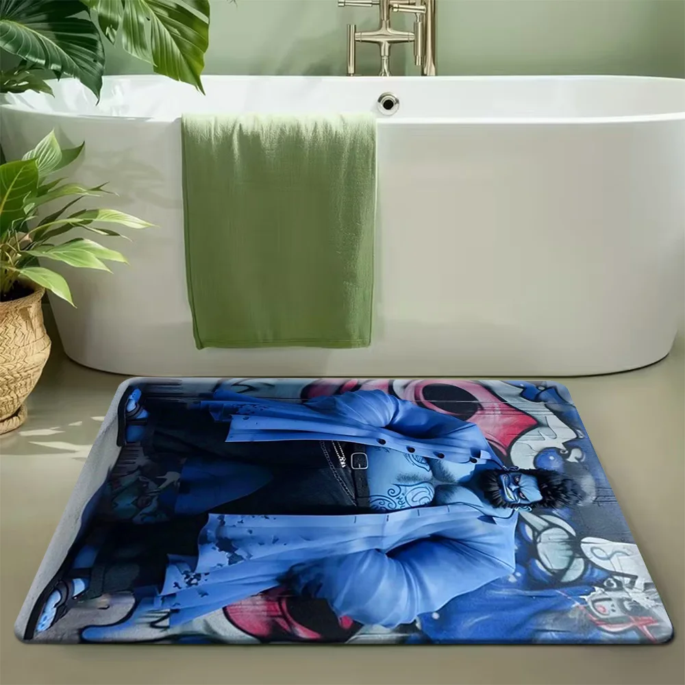 

Аниме-коврик для ванной One Piece Nightmare Jinbe в стиле граффити, нескользящий, впитывающий влагу, с изображением персонажа Рыбочеловека из Пиратов Соломенной Шляпы