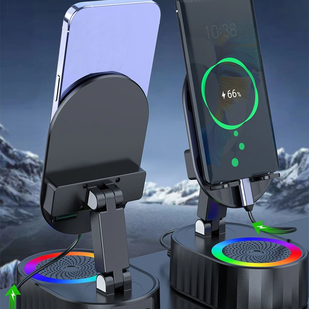 Regulowany uchwyt na głośnik Bluetooth z regulacją kąta nachylenia do telefonów 4. Dwukierunkowe ładowanie ABS Czarny